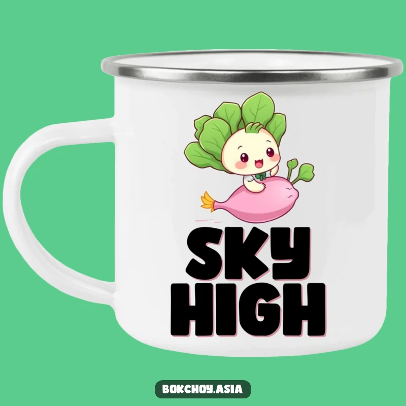 Funny Bok Choy Flying Camping Mug - Outdoor Adventure with this Veggie