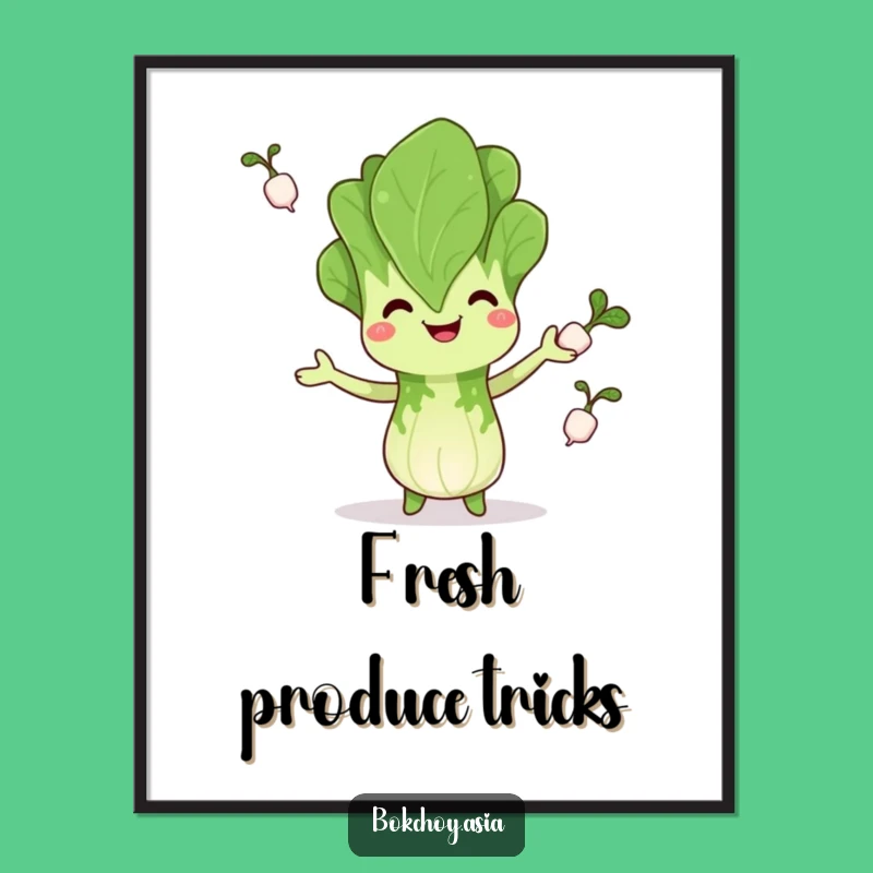 Funny Bok Choy Juggling Digital Print: Instant Veggie Fun for Your Walls, Funny Gift