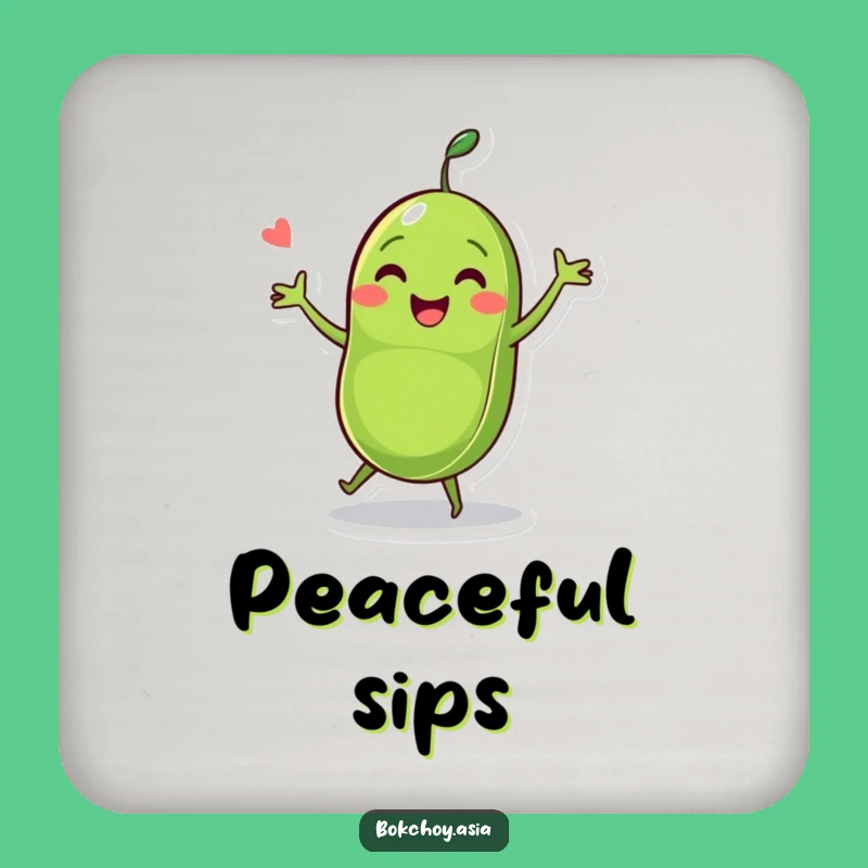 Funny Pea Pod Dance Coaster - Protect Surfaces with this Veggie Character