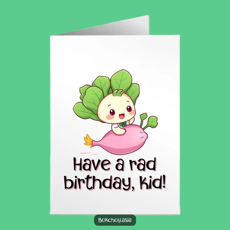 Free Printable Birthday Card: Bok Choy Flying Funny Downloadable Gift
