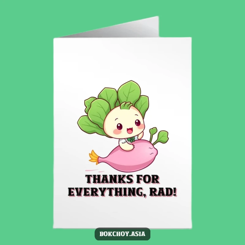 Free Printable Thank You Card: Bok Choy Flying Funny Downloadable Gift