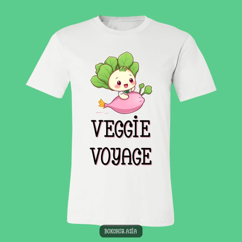 Funny Bok Choy Flying T-Shirt - Playful Veggie Adventure Tee for Laughs